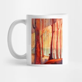 Red forest, sunset Mug